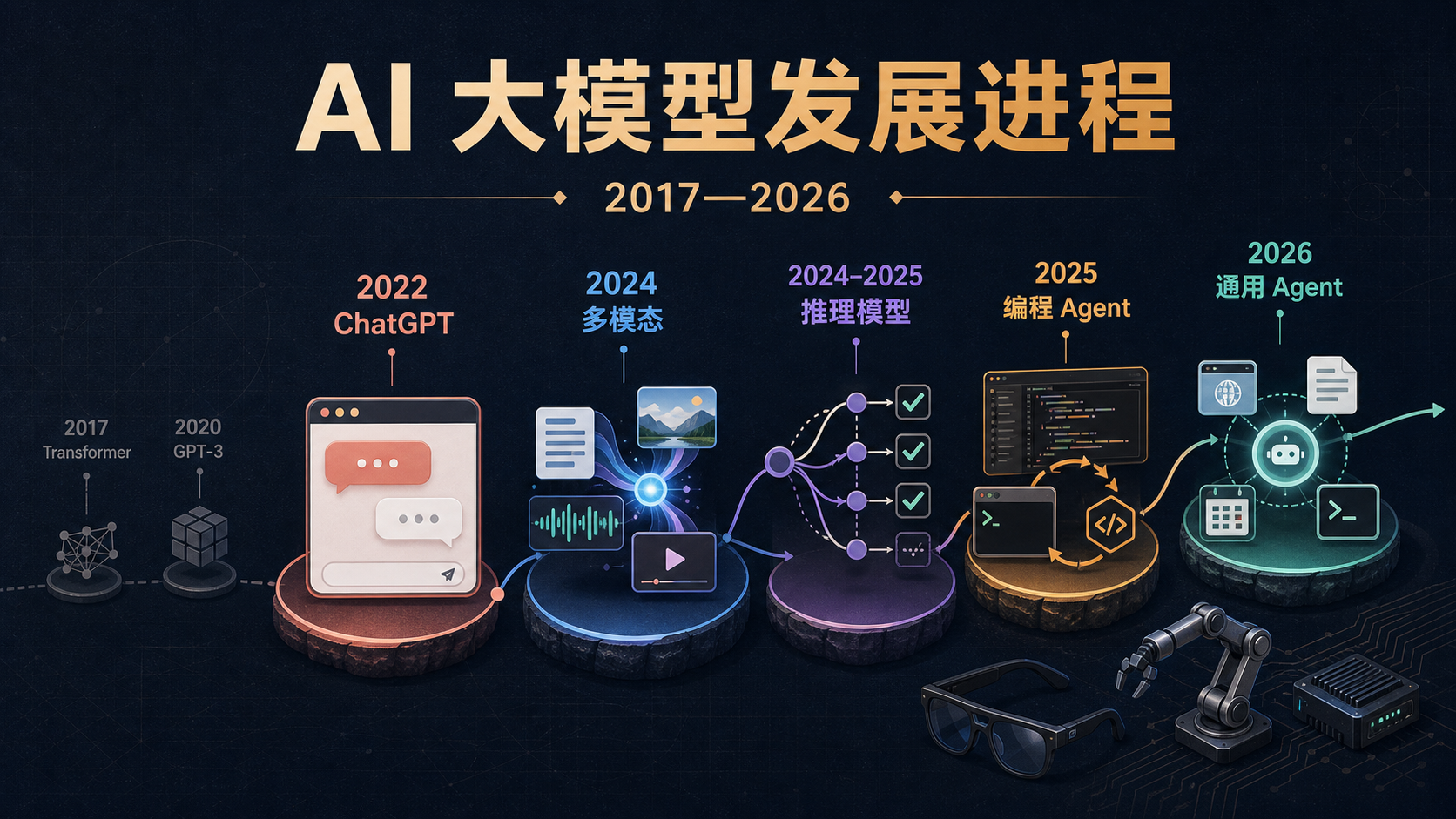 2017—2026 年 AI 大模型发展时间轴